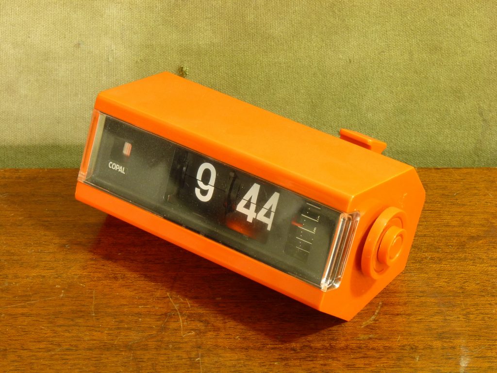 Orange Copal Model Hour Flip Clock With Alarm Anything In