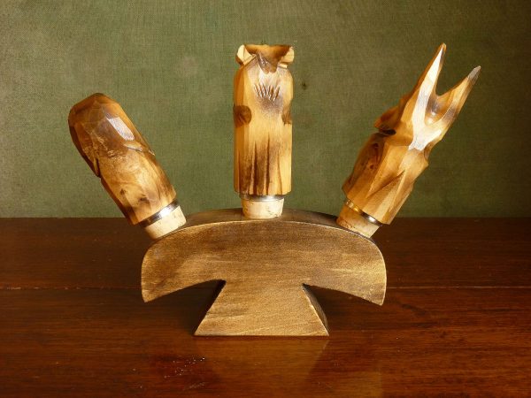 Owl and Dogs Bottle Stoppers and Stand