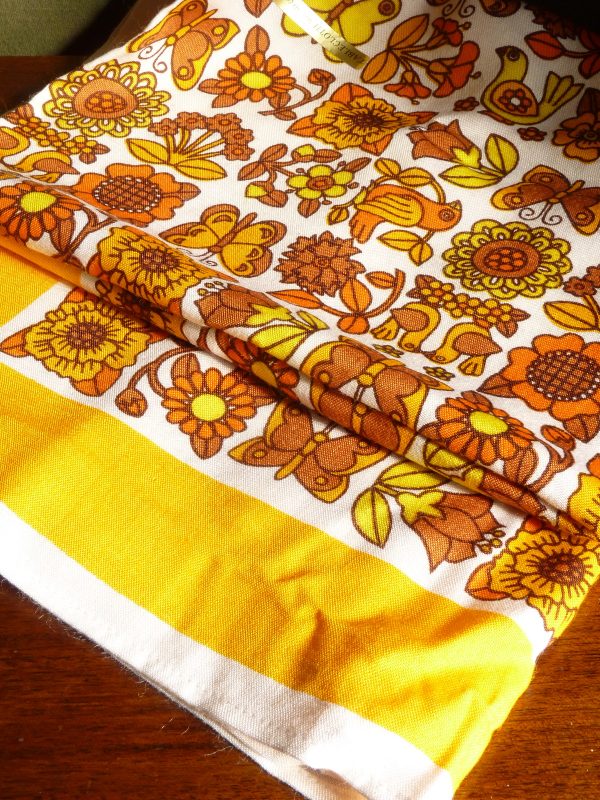 Orange and Brown Floral Tablecloth