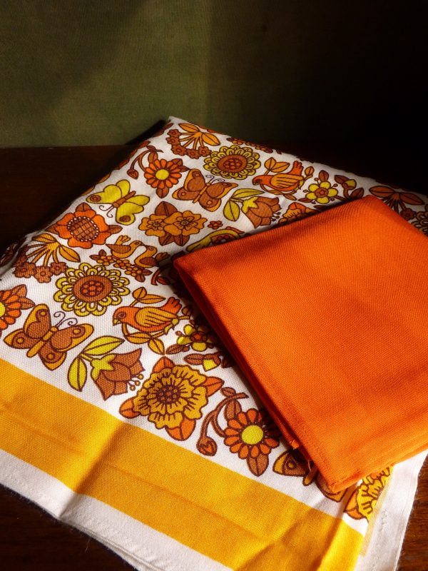 Orange and Brown Floral Tablecloth