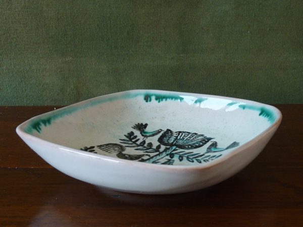 Meister handpainted birds and tree dish