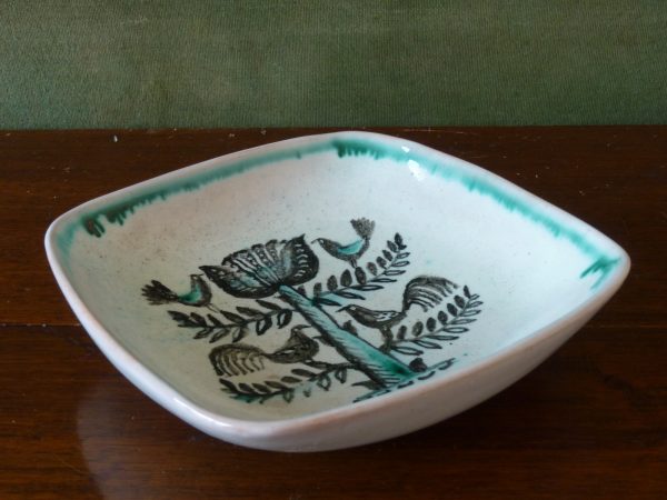 Meister handpainted birds and tree dish