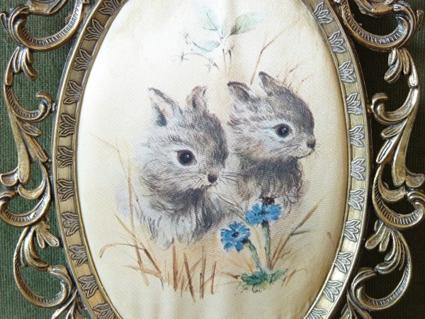 Kitsch Padded Picture of Rabbits