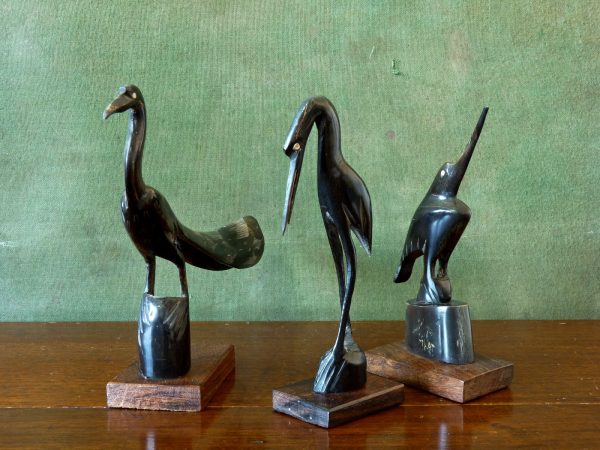 set of three carved birds