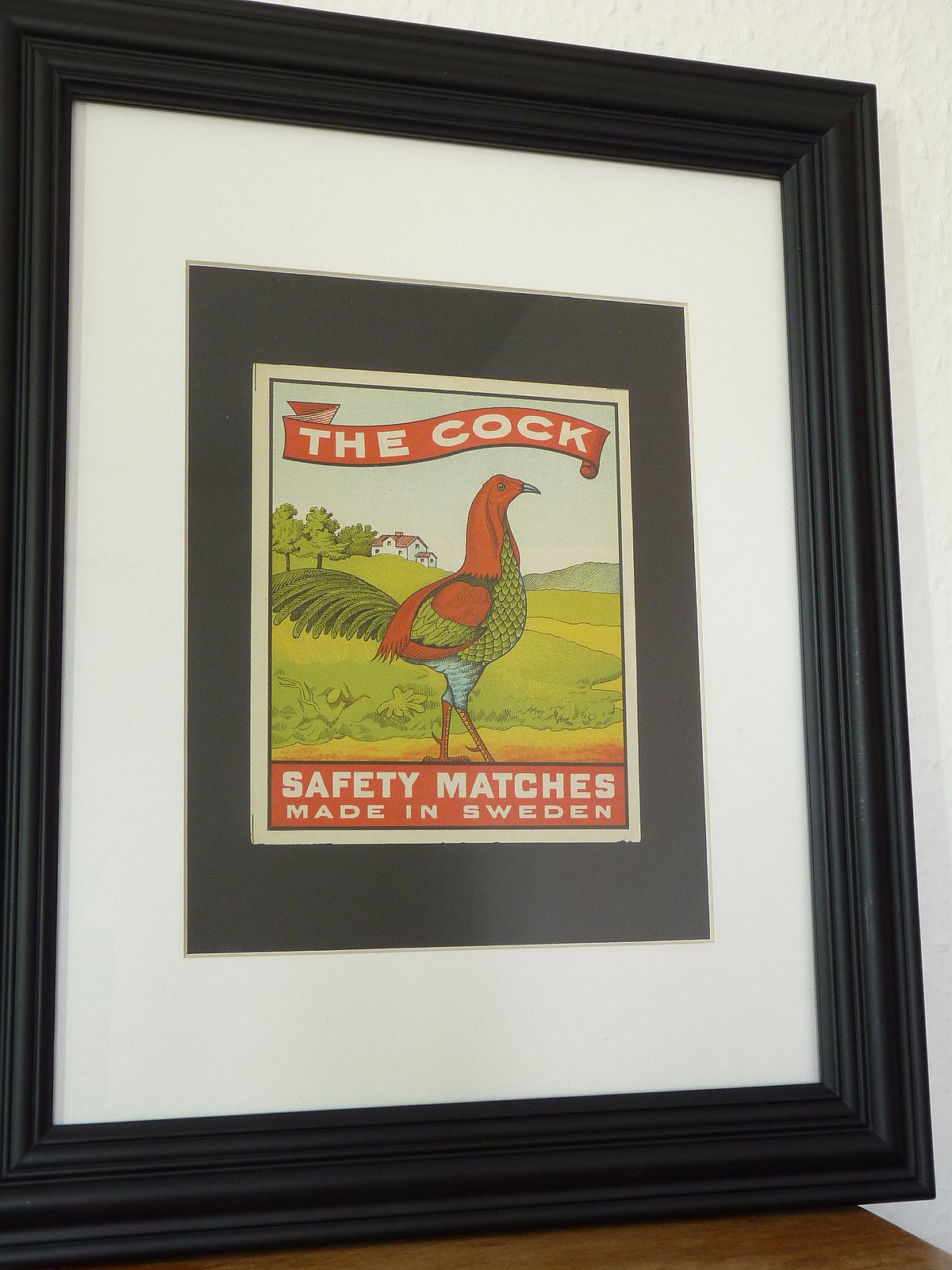 Framed Swedish Matches The Cock Label