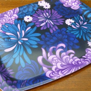 Large Blue and Purple Floral Design Thetford Tray
