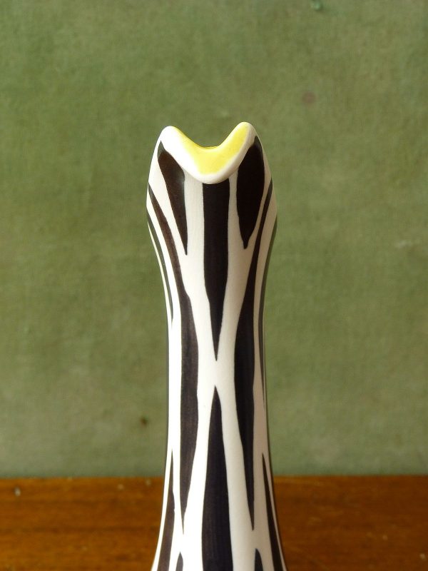 Beswick Zebra Pattern Vase 1455 Shape Yellow Interior