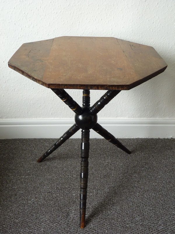 Antique Ebonised and Gilded Bobbin Leg Gypsy Table