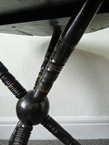 Antique Ebonised and Gilded Bobbin Leg Gypsy Table