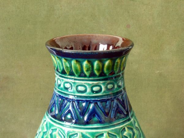 Large Blue and Green Vase by Bay Keramik, West Germany
