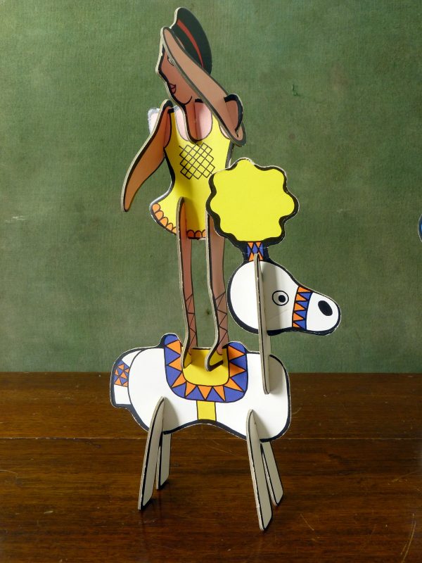 Vintage Colourful Die Cut Card Circus Figures