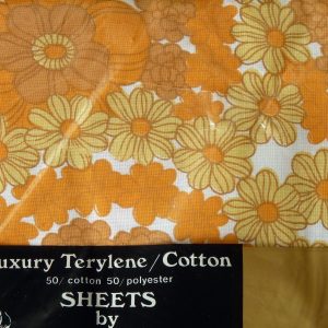 Retro Flower Power Orange Double Bed Sheet