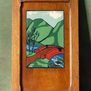 Vintage Painted Oak Panel in a Naive Style