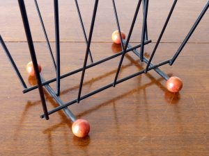 Atomic Era Magazine Rack in Black Wire with Red Ball Feet
