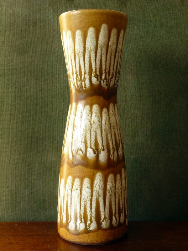 Large Mustard and Cream Textured Vase by Scheurich 520-28