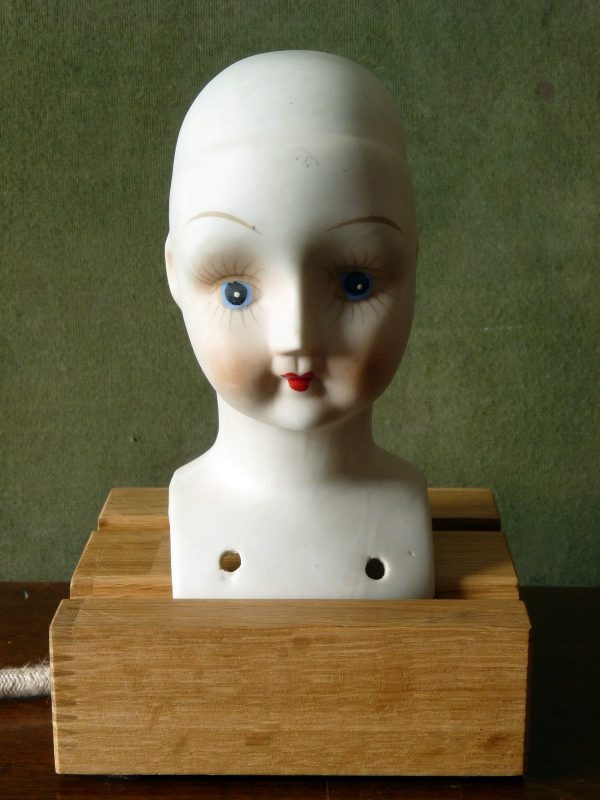 Converted Bisque Doll's Head Lamp