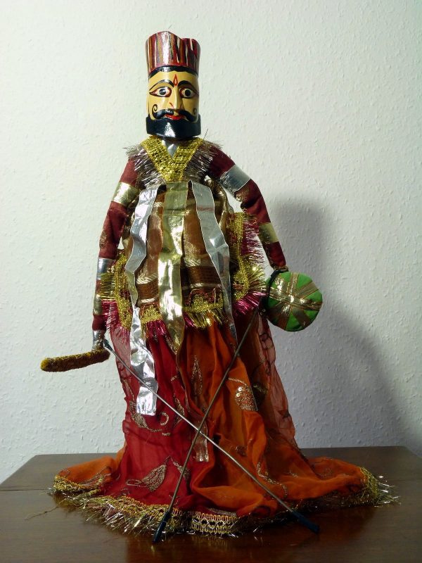 Large Handmade Male/Female Double Faced Puppet Indian Rajasthani