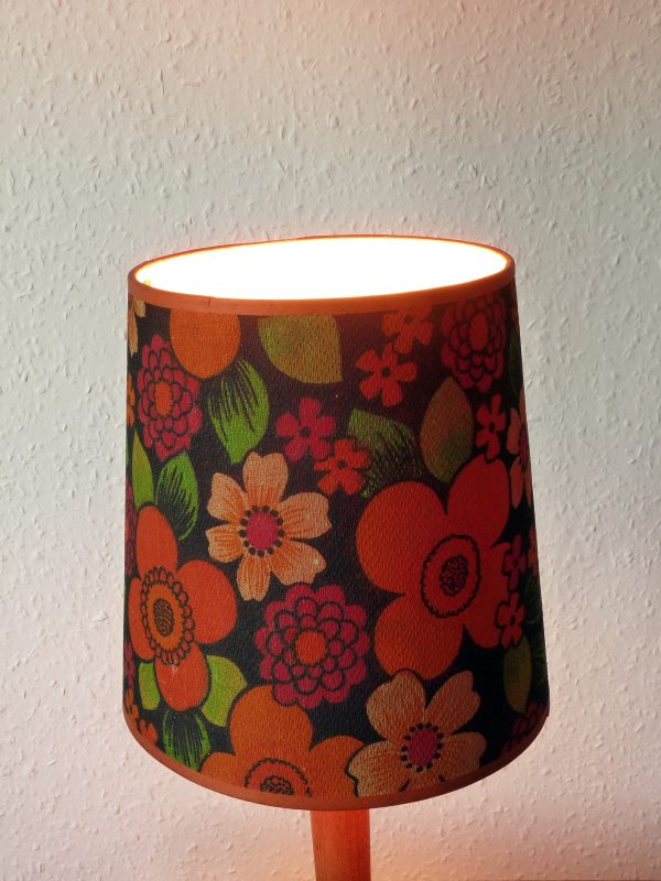 Vintage Orange Trimmed Flowery Lampshade