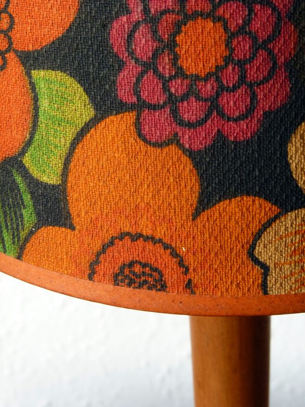 Vintage Orange Trimmed Flowery Lampshade