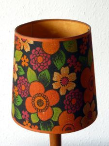 Vintage Orange Trimmed Flowery Lampshade