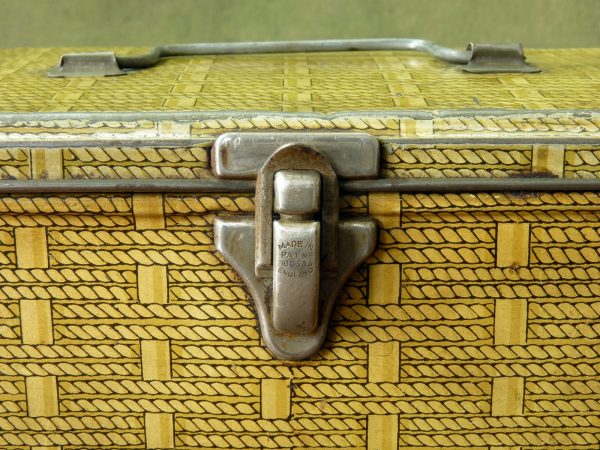 Vintage Yellow Wicker Effect Lunchbox Tin