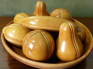 Set of Turned and Carved Wooden Fruit
