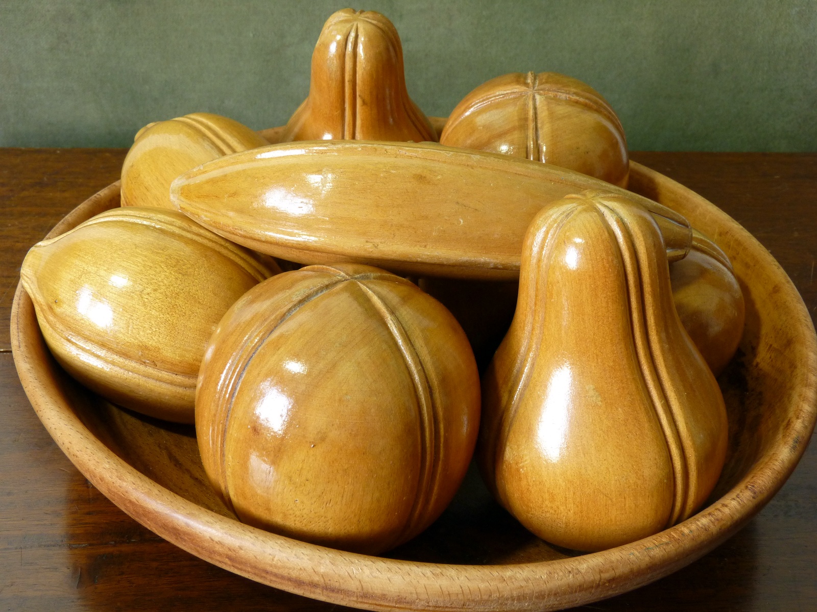 Set of Vintage Turned and Carved Wooden Fruit - Anything In Particular