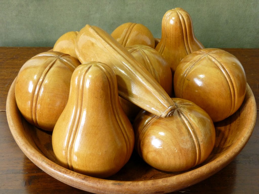 Set of Vintage Turned and Carved Wooden Fruit Anything In Particular
