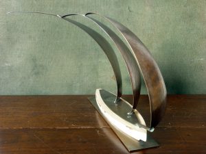 Daalderop Handbeaten Copper and Wood Sailing Boat