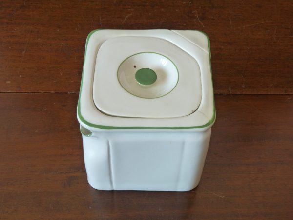 Deco Foley China "The Cube" Teapot in Green and White