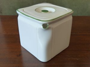 Deco Foley China "The Cube" Teapot in Green and White