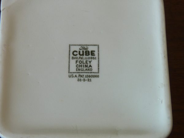 Deco Foley China "The Cube" Teapot in Green and White