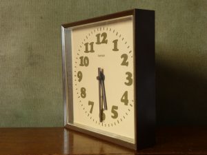 Square Brown Hanson Kitchen or Wall Clock