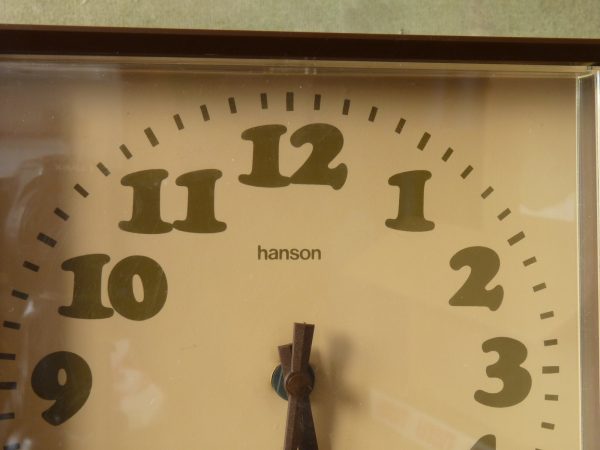 Square Brown Hanson Kitchen or Wall Clock