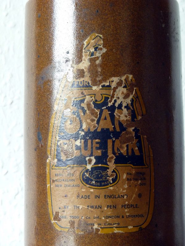 Large Vintage Stoneware Swan Ink Bottle