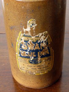 Large Vintage Stoneware Swan Ink Bottle