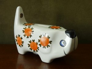 Arthur Wood Vintage Flower Pattern Dog Money Box