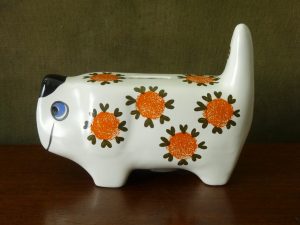 Arthur Wood Vintage Flower Pattern Dog Money Box