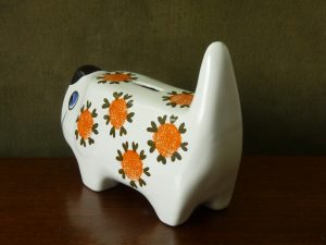 Arthur Wood Vintage Flower Pattern Dog Money Box
