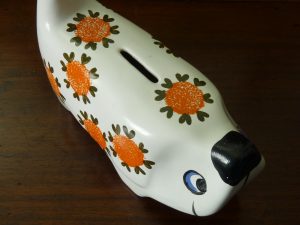 Arthur Wood Vintage Flower Pattern Dog Money Box