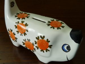 Arthur Wood Vintage Flower Pattern Dog Money Box