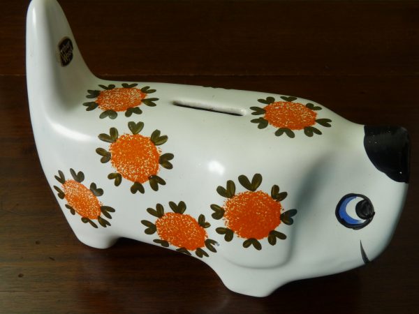 Arthur Wood Vintage Flower Pattern Dog Money Box
