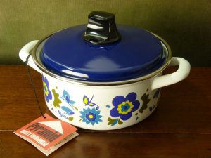 Paragon Pyramid Enamel Lidded Dish with Flower and Butterflies Design