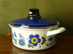 Paragon Pyramid Enamel Lidded Dish with Flower and Butterflies Design