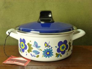 Paragon Pyramid Enamel Lidded Dish with Flower and Butterflies Design