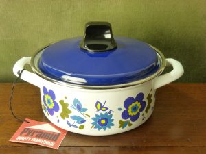 Paragon Pyramid Enamel Lidded Dish with Flower and Butterflies Design