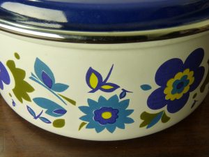 Paragon Pyramid Enamel Lidded Dish with Flower and Butterflies Design