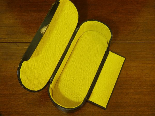 Antique Leuchars & Son Leather Case Relined Mustard Yellow