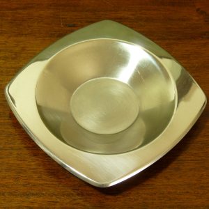 Modernist Vintage Stainless Steel Small Rounded Square Dish KH