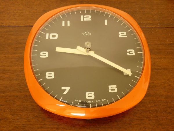 Vintage Orange Smiths Timecal Dulcet Pull Cord Wind Wall Clock